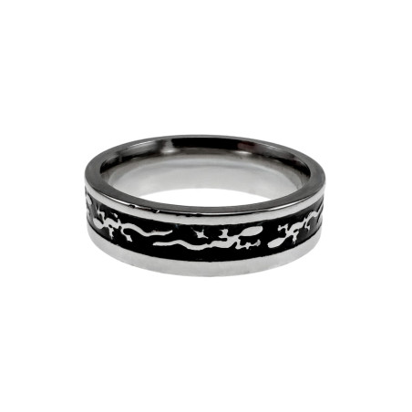 RVS Ring met Salamanderdesign en Zwarte PVD-coating - 6 mm Breed