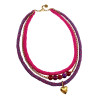 Exclusieve Drie Lagen Ketting , Fuchsia-Paars Crochet en Natuursteen