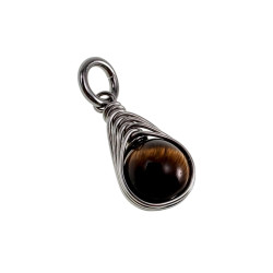 26mm x 11mm RVS Hanger met Natuurlijke Tijgeroogsteen - Handgemaakt