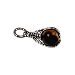 26mm x 11mm RVS Hanger met Natuurlijke Tijgeroogsteen - Handgemaakt