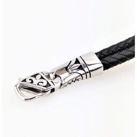 SP Fashion Jewelry - Heren Lelie Bloem Armband - 316L Roestvrij Staal-Leren