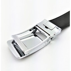 Automatisch Zwarte Heren Riem met Zilver/Zwart Gesp