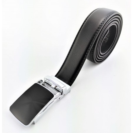 Automatisch Zwarte Heren Riem met Zilver/Zwart Gesp