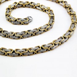 5,5mm Vierkant Koningsketting Heren - Stalen Goudkleur-Zilverkleur Schakelketting