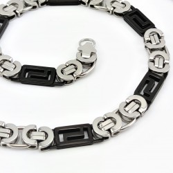 11,5mm Platte Koningsketting Heren - Zwart-Zilverkleurig RVS