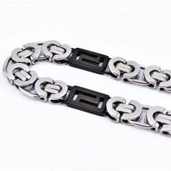 Zwart/Zilverkleur 11,5mm Roestvrijstalen Platte Koningsarmband