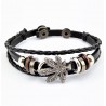 Multi Leren Armband met Marihuana Blad