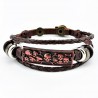 Multi Leren Armband met Schedels-Plaat