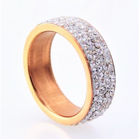 Strass Ring van Roségoudkleurig Roestvrij Staal