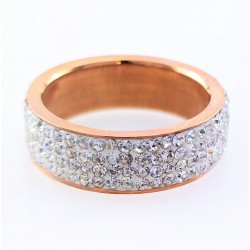 Strass Ring van Roségoudkleurig Roestvrij Staal