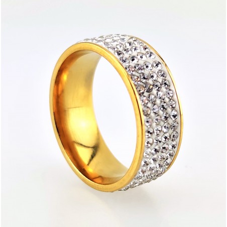 Strass Ring van Goudkleurige Roestvrij Staal