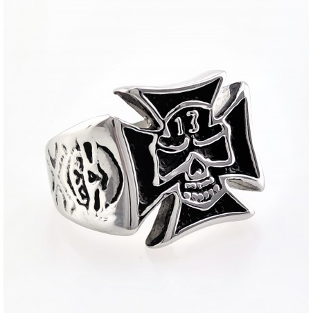 Roestvrij Stalen Biker Ring met Maltezer Kruis