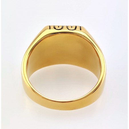 Goudkleurige Roestvrij Staal Grieks-Ring met Onyx