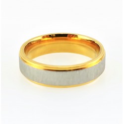 Goudkleurige RVS Ring met Geborsteld Zilverkleurige Oppervlak