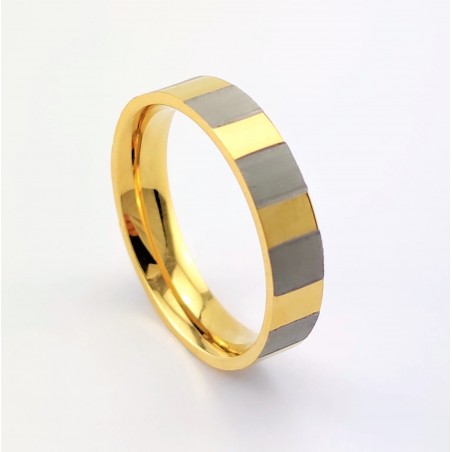 Gepolijste Goudkleurig - Geborstelde Zilverkleurig RVS Ring